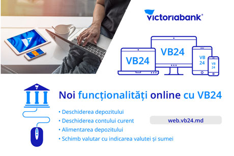 VB24 – NOI FUNCȚIONALITĂȚI ÎN APLICAȚIA DE ONLINE BANKING DE LA VICTORIABANK VB24 – NOI FUNCȚIONALITĂȚI ÎN APLICAȚIA DE ONLINE BANKING DE LA VICTORIABANK