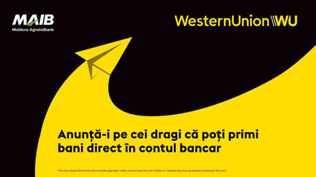 TRANSFERURI BĂNEȘTI DIRECT LA CONT – UN NOU SERVICIU ÎN REPUBLICA MOLDOVA LANSAT DE WESTERN UNION ÎN PARTENERIAT CU MOLDOVA AGROINDBANK TRANSFERURI BĂNEȘTI DIRECT LA CONT – UN NOU SERVICIU ÎN REPUBLICA MOLDOVA LANSAT DE WESTERN UNION ÎN PARTENERIAT CU MOLDOVA AGROINDBANK