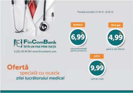 PROFITABLE OFFER FROM FINCOMBANK SA FOR DOCTORS AND PHARMACISTS PROFITABLE OFFER FROM FINCOMBANK SA FOR DOCTORS AND PHARMACISTS